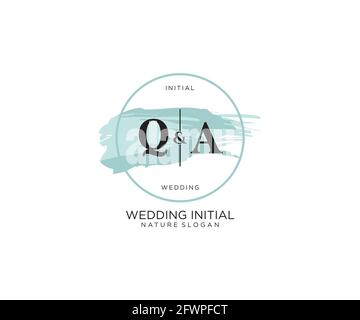 QA Letter Beauty vector initial logo, handwriting logo of initial signature, wedding, fashion, jewerly, boutique, floral and botanical with creative t Stock Vector