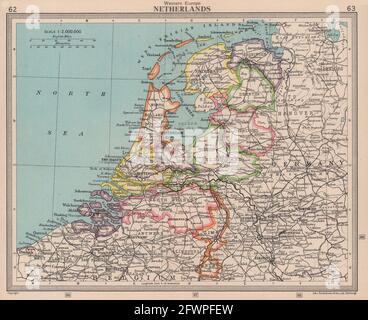 Netherlands in provinces. Pre-dates Flevoland. BARTHOLOMEW 1949 old map Stock Photo