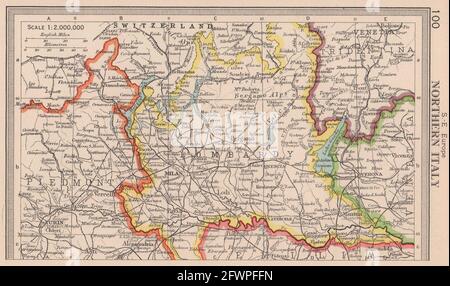 Northern Italy. Lombardy Piedmont. BARTHOLOMEW 1949 old vintage map plan chart Stock Photo