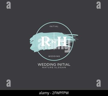 RH Letter Beauty vector initial logo, handwriting logo of initial signature, wedding, fashion, jewerly, boutique, floral and botanical with creative t Stock Vector