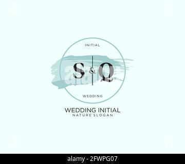 SQ Letter Beauty vector initial logo, handwriting logo of initial signature, wedding, fashion, jewerly, boutique, floral and botanical with creative t Stock Vector