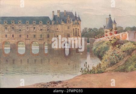 The castle of Chenonceau by Alexander Murray. Indre-et-Loire 1904 old print Stock Photo