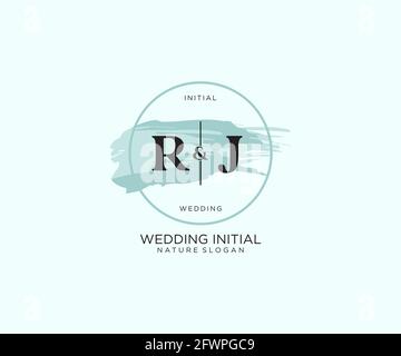 RJ Letter Beauty vector initial logo, handwriting logo of initial signature, wedding, fashion, jewerly, boutique, floral and botanical with creative t Stock Vector