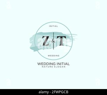 ZT Letter Beauty vector initial logo, handwriting logo of initial signature, wedding, fashion, jewerly, boutique, floral and botanical with creative t Stock Vector