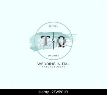 TQ Letter Beauty vector initial logo, handwriting logo of initial signature, wedding, fashion, jewerly, boutique, floral and botanical with creative t Stock Vector