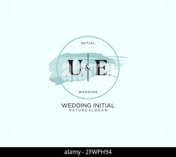 UE Letter Beauty vector initial logo, handwriting logo of initial signature, wedding, fashion, jewerly, boutique, floral and botanical with creative t Stock Vector