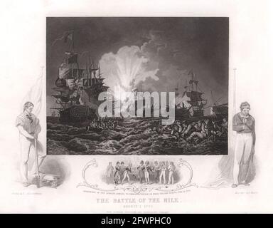 The Battle of the Nile August 1. 1798. Egypt. TALLIS c1855 old antique print Stock Photo