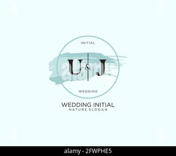 UJ Letter Beauty vector initial logo, handwriting logo of initial signature, wedding, fashion, jewerly, boutique, floral and botanical with creative t Stock Vector