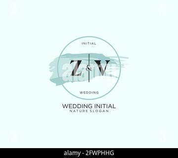 ZV Letter Beauty vector initial logo, handwriting logo of initial signature, wedding, fashion, jewerly, boutique, floral and botanical with creative t Stock Vector