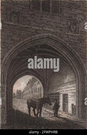 St John's Gate, Clerkenwell, London. Priory. Antique engraved print 1817 Stock Photo