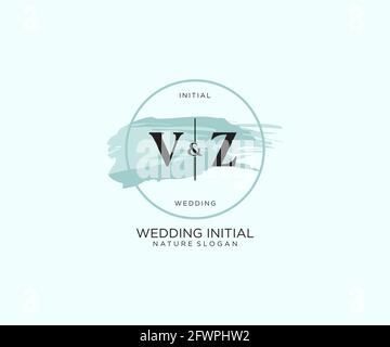 VZ Letter Beauty vector initial logo, handwriting logo of initial signature, wedding, fashion, jewerly, boutique, floral and botanical with creative t Stock Vector