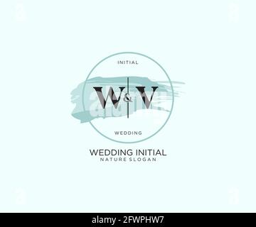 WV Letter Beauty vector initial logo, handwriting logo of initial signature, wedding, fashion, jewerly, boutique, floral and botanical with creative t Stock Vector