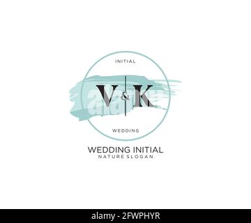 VK Letter Beauty vector initial logo, handwriting logo of initial signature, wedding, fashion, jewerly, boutique, floral and botanical with creative t Stock Vector