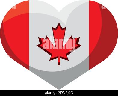canadian flag in heart Stock Vector
