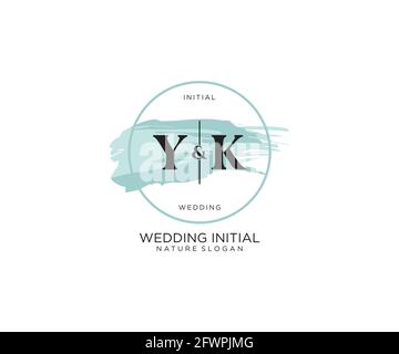 YK Letter Beauty vector initial logo, handwriting logo of initial signature, wedding, fashion, jewerly, boutique, floral and botanical with creative t Stock Vector