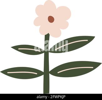 Stylized vector spring flower. Scandinavian illustration art element. Decorative summer floral image for greeting Valentine card or poster, holiday Stock Vector