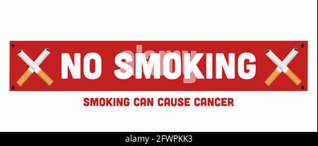 Concept of no smoking sign board. smoking can cause cancer Stock Vector