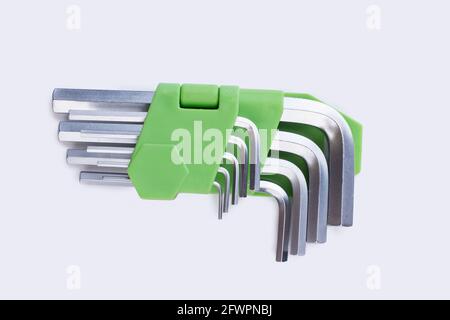 Allen wrench key set. Hex key set on white background. Stock Photo