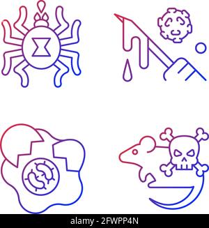 Infection spread source gradient linear vector icons set Stock Vector