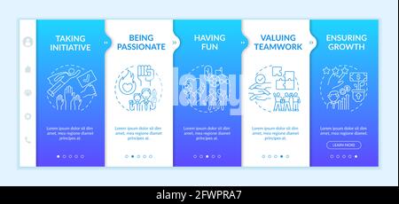 Basic organizational core values onboarding vector template Stock Vector