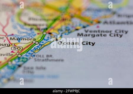 Ocean City New Jersey USA shown on a Geography map or road map Stock Photo