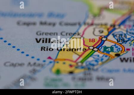 Rio Grande New Jersey USA shown on a Geography map or road map Stock Photo