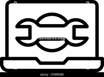 Key repair laptop icon. Outline Key repair laptop vector icon for web design isolated on white background Stock Vector