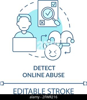 Detecting online abuse concept icon Stock Vector