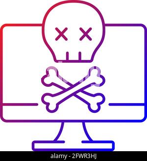Computer not starting gradient linear vector icon Stock Vector
