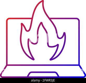 Computer burning gradient linear vector icon Stock Vector