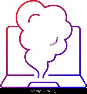 Smoking computer gradient linear vector icon Stock Vector