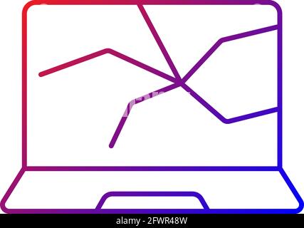 Broken screen gradient linear vector icon Stock Vector