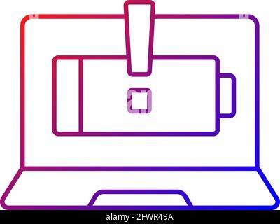 Computer does not charge gradient linear vector icon Stock Vector