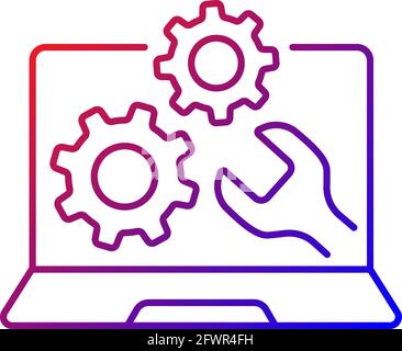 Computer repair service gradient linear vector icon Stock Vector