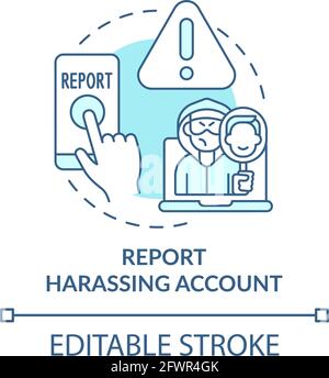 Reporting harassing account concept icon Stock Vector