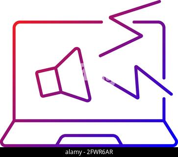 Computer makes strange noises gradient linear vector icon Stock Vector