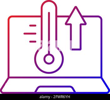 Computer overheating gradient linear vector icon Stock Vector