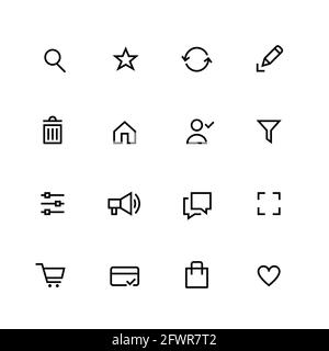 Shopping e-commerce essential icons. Pixel perfect Stock Vector