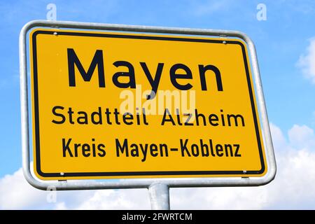 city limits sign of Mayen Stock Photo