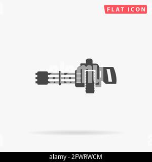 Machine Gun flat vector icon. Hand drawn style design illustrations. Stock Vector
