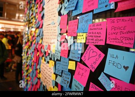 Two days after the terrorist attack on Drottningatan in Stockholm. Stock Photo