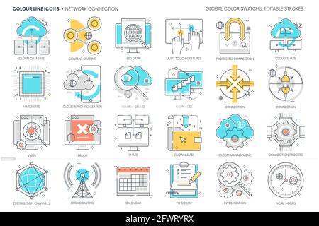 Network connection related color line vector icon, illustration Stock Vector
