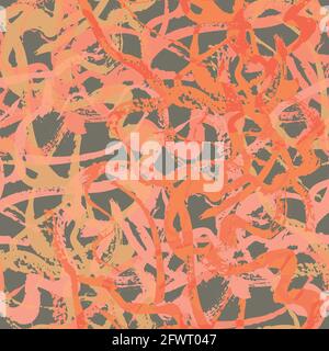 Vector paper ochre marbling effect fluid paint seamless pattern background. Backdrop of streaked, variegated blended swirls. Faux marble texture in Stock Vector