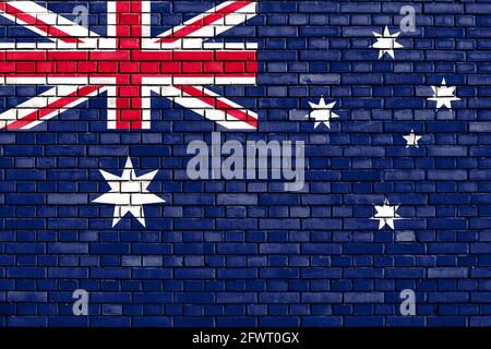 flag of Australia painted on brick wall Stock Photo