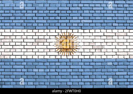 flag of Argentina painted on brick wall Stock Photo