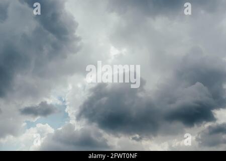 Storm clouds, stormy grey cloudy sky, dark clouds background Stock Photo