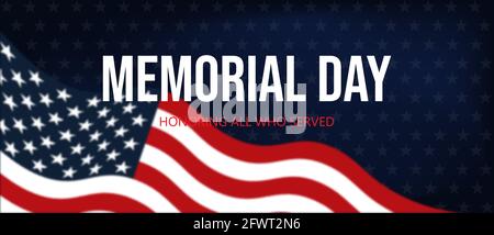 Memorial Day Banner. Vector Illustration with American Flag Stock Vector