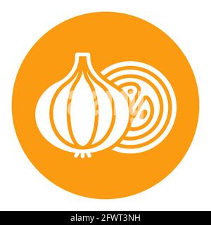 Onion vector white glyph icon. Barbecue and bbq grill sign. Vegetable. Graph symbol for cooking web site and apps design, logo, app, UI Stock Vector