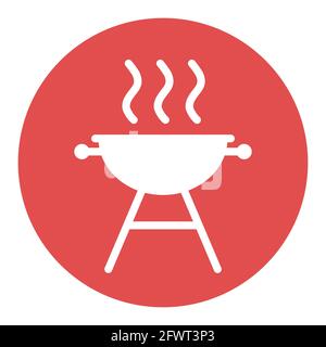 Grill BBQ cookout vector white glyph icon. Graph symbol for cooking web site and apps design, logo, app, UI Stock Vector