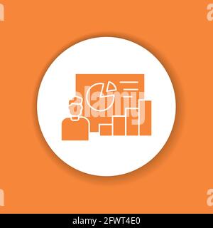 Business courses color glyph icon. Analytics and analysis graph, chart. Pictogram for web page, mobile app. UI UX GUI design element Stock Vector